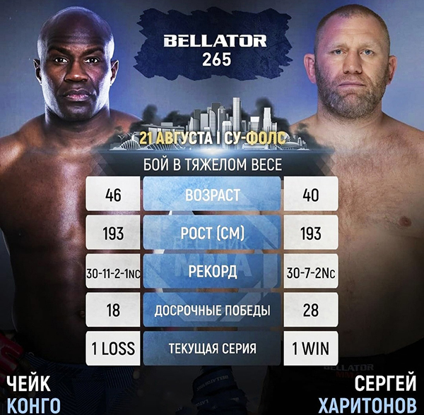Бой Сергей Харитонов - Чейк Конго на турнире Bellator 265